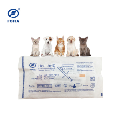 puce d'OIN d'étiquette de la température de chien de 134.2kHz FOFIA avec la température détectant la technologie