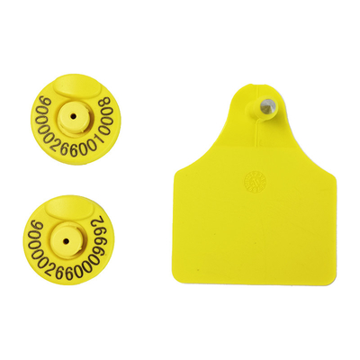 Étiquette d'oreille RFID jaune pour animaux dans le cadre de la norme R/W ISO11784/5 FDX-B