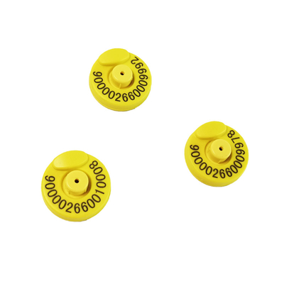 Étiquette d'oreille RFID jaune pour ET907 Diamètre 30,5 mm ± 0,5 mm ISO11784/5 FDX-B