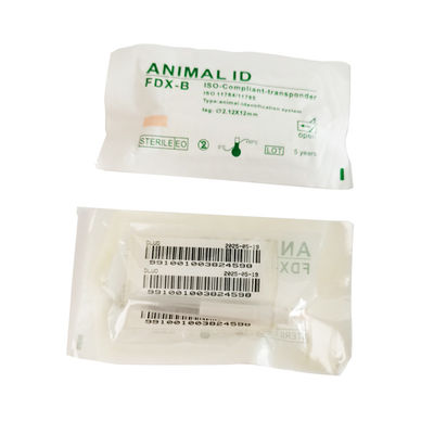 ISO11784/5 FDX-B 134.2KHz Microchip implantable pour l'identification des animaux avec étiquette en bio-verre de 2,12*12 mm