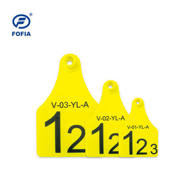 Marque-oreille RFID avec étiquette visuelle, Mini / Moyen / Grand format, impression laser prise en charge, 134.2 kHz, Jaune ou 8 autres couleurs disponibles