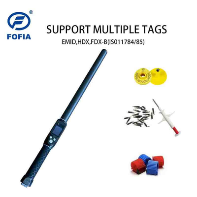 ISO11784 FDX-B HDX Lecteur de baguette portatif pour bétail Étiquette d'oreille de bétail Microchip Distance de lecture longue jusqu'à 30 cm