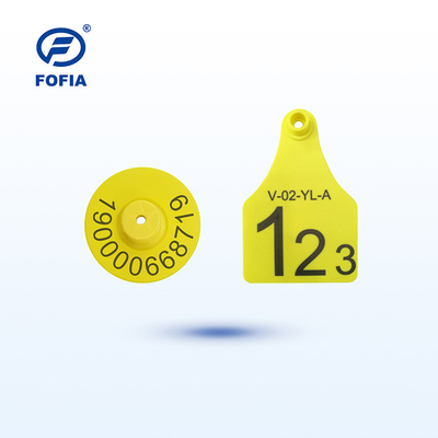 Boucles d'oreille électroniques jaunes standard ISO pour la gestion du bétail, norme ISO11784/5 HDX/FDX