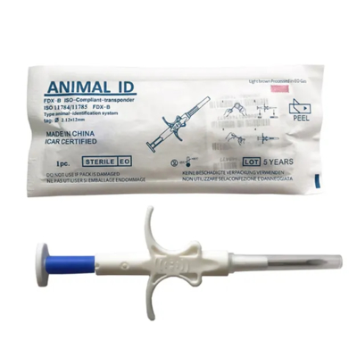 Kit d'injection de micro-puce pour animaux de compagnie adapté aux chiens, chats, chevaux et bétail 2,12*12mm/1,4*8mm
