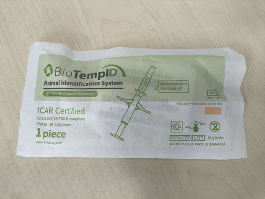 HT003 Microchip injectable de température animale avec une distance de lecture de 10 cm et une garantie de 20 ans pour l'identification RFID