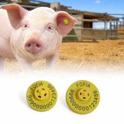 4-7,4 grammes Étiquettes auriculaires électroniques de conception ronde avec certification internationale ICAR pour une identification efficace des animaux