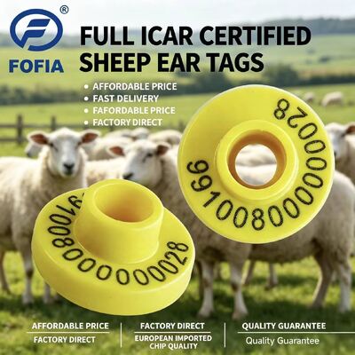Étiquettes auriculaires électroniques certifiées RFID ICAR ISO11784 85 Conforme FDX B Matériau TPU étanche Conception durable pour la gestion des animaux