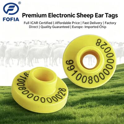 Étiquettes auriculaires électroniques certifiées RFID ICAR ISO11784 85 Conforme FDX B Matériau TPU étanche Conception durable pour la gestion des animaux
