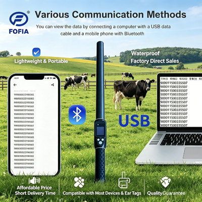 Lecteur de puces RFID compact prenant en charge les étiquettes ISO11784 85 FDX B HDX et ID64 avec Bluetooth 5 et boîtier étanche