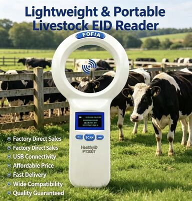 Scanner à puce RFID portable avec batterie au lithium rechargeable pour l'identification rapide des animaux et le suivi vétérinaire