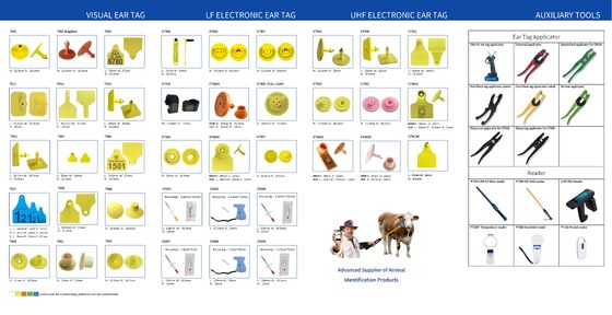 Étiquettes de bétail ICAR complètes numérotant les étiquettes d'oreille électroniques pour animaux, chèvres et bovins avec applicateur