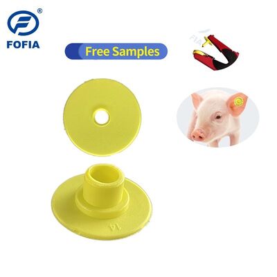 Étiquettes d'oreille pour animaux Étiquette d'oreille de porc en plastique Marqueur d'identification Logo personnalisable Numéro d'oreille de bétail Avec puce RFID