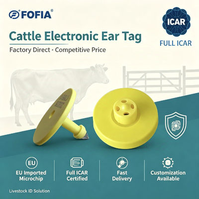 Étiquette d'oreille électronique pour l'identification du bétail Étiquette d'oreille en TPU durable pour le suivi du bétail et la gestion complète des exploitations agricoles