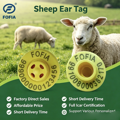 ET969 Étiquette d'oreille électronique RFID pour moutons ISO11784/11785 FDX-B Étiquette d'identification animale pour la traçabilité du bétail