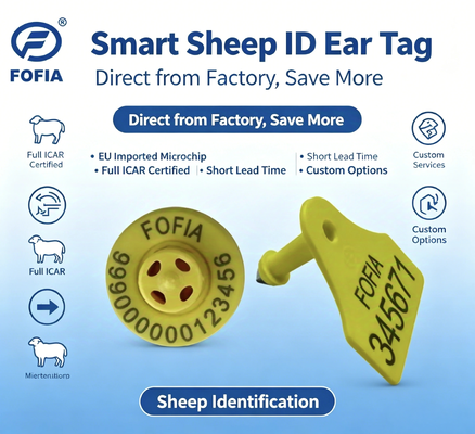 Étiquette d'oreille RFID TPU certifiée ICAR avec tension 350N pour l'identification et le suivi du bétail