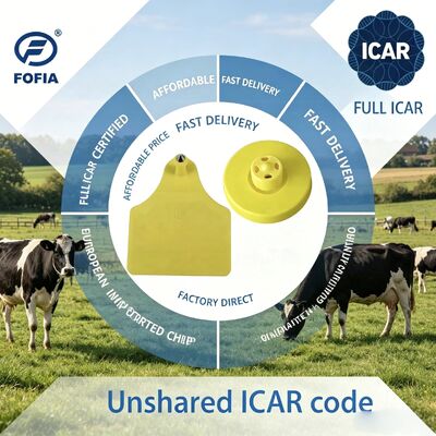 L'étiquette ICAR ET908+T901/T905 à l'épreuve de l'eau RFID TPU jaune de l'oreille du bétail
