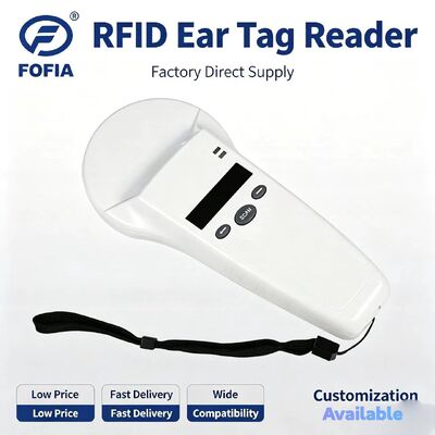 FOFIA Lecteur RFID portable en plastique durable avec écran OLED 128x32 /USB pour l'utilisation à longue distance chez les animaux de compagnie et les fermes/élevages