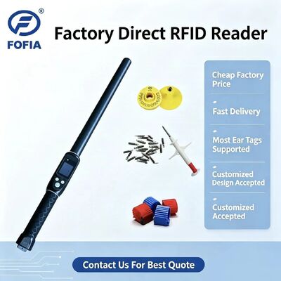 FOFIA étanche à l'eau longue portée 134,2 kHz RFID lecteur d'étiquette d'oreille ISO11784/5 Protocole 30-100cm Distance de lecture PVC
