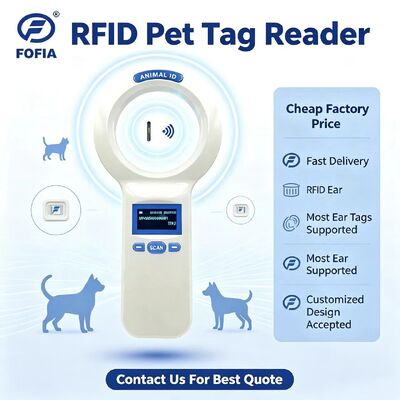 Lecteur portable en plastique durable PT200 RFID avec écran OLED 128x64 ISO11784/5 Protocole de lecture à longue portée pour animaux de compagnie et utilisation à la ferme