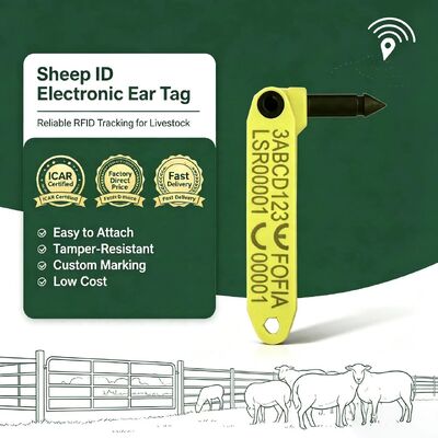 Fofia – étiquette d'oreille électronique RFID T969, étanche, résistante aux hautes températures, Anti-perte, mouton jaune, matériau TPU RF