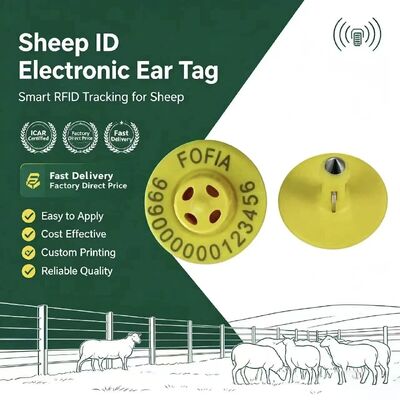 134Étiquette d'oreille électronique TPU de 0,2 kHz avec portée de lecture de 10 cm pour porcs, bovins et moutons