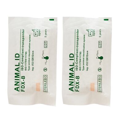 Fofia RFID 134,2 kHz Certifié ICAR Type divisé d'identification animale Microchips 2.12 * 12 mm Modèle ZS005 Matériau imperméable à l'eau Nouveau 1,5 an