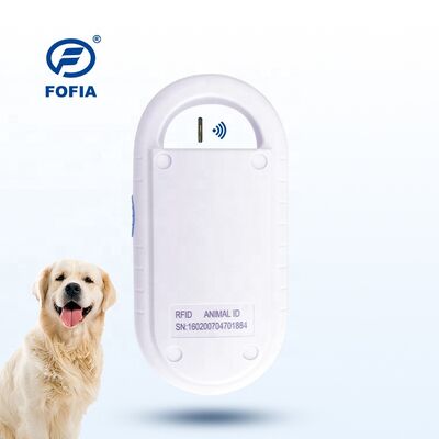 Lecteur de carte RFID de micro-puce pour animaux en plastique portable Fofia PT160 134,2 kHz Écran OLED Batterie au lithium USB Certifié CE ISO 5-10 cm