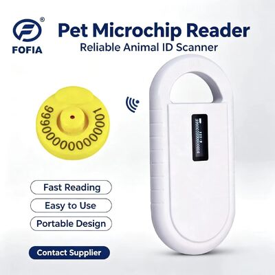 Lecteur de carte RFID en micro-puce plastique pour animaux portatif Fofia PT160 134,2 kHz Écran OLED USB Batterie au lithium CE Certifié ISO