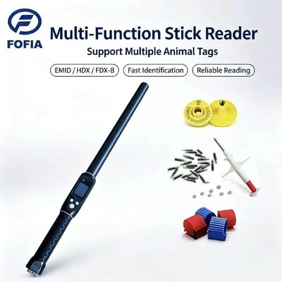 FOFIA Résistance à l'eau longue portée 134,2 kHz RFID Lecteur d'étiquette d'oreille ISO11784/5 Protocole 30-100cm Distance de lecture Matériau en PVC pour l'agriculture