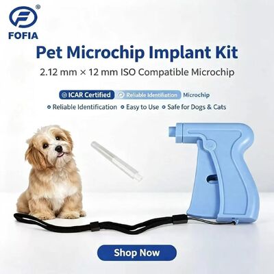Fofia Nouvelle Vente Chaude RFID Séparée Réutilisable 134.2kHz Puce d'identification animale ZS005 Bleue Imperméable Usage Animal Injection 1.5 An