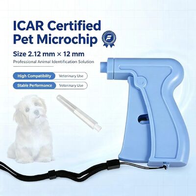 Fofia RFID 134,2 kHz Certifié ICAR Split Type Animal ID Microchip 2.12*12mm Modèle ZS005 Matériau résistant à l'eau bleu Nouveau 1,5 an