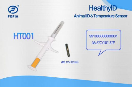 Fofia HT001 Animal ID certifié ICAR, micro-puce RFID bio-verre blanc sensible à la température, étanche 1.5
