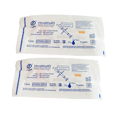 Fofia HT001 Animal ID certifié ICAR, micro-puce RFID bio-verre blanc sensible à la température, étanche 1.5