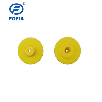 Nouvelles étiquettes d'oreille d'animaux jaunes de 5,7 mm, RFID étanche à l'eau et électronique à UHF ET933+T901