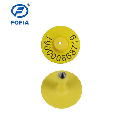 Nouvelles étiquettes d'oreille d'animaux jaunes de 5,7 mm, RFID étanche à l'eau et électronique à UHF ET933+T901