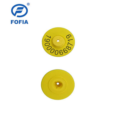 Nouvelles étiquettes d'oreille d'animaux jaunes de 5,7 mm, RFID étanche à l'eau et électronique à UHF ET933+T901