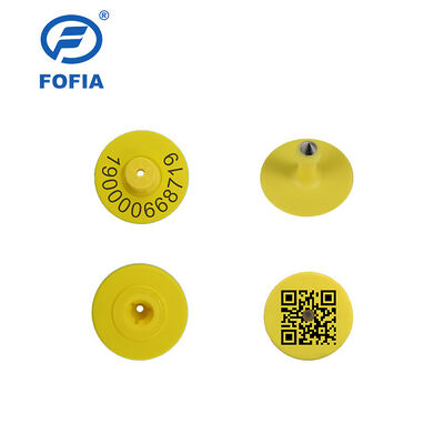 Nouveau RFID électronique UHF imperméable à l'eau TPU 5,7 mm étiquettes d'oreille d'animal jaune ET933+T901 puces 5 ans de garantie Fofia Bétail