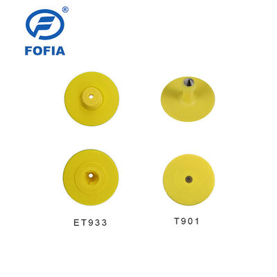 Nouveau RFID électronique UHF imperméable à l'eau TPU 5,7 mm étiquettes d'oreille d'animal jaune ET933+T901 puces 5 ans de garantie Fofia Bétail