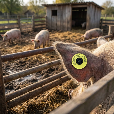 Nouveau Fofia Full ICAR ET908 Vache RFID LF étiquette d'oreille TPU Matériau 350N Tension 5 ans de garantie Conformité ISO11784/5 Utilisation à la ferme
