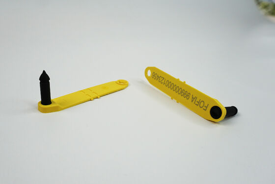 Nouvelle étiquette auriculaire électronique RFID Fofia HDX haute température intégrée anti-déchirure TPU codée au laser ET969 pour mouton jaune 1,5"