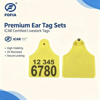 ICAR T904+T905 Étiquette d'oreille de suivi d'animaux combinée Nouvelle étiquette RFID en plastique TPU de haute qualité 70*57mm Codage laser Garantie 3 ans Ferme