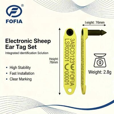 Nouveau Fofia résistant à haute température intégré anti-déchets électronique ET969 mouton jaune RFID étiquette d'oreille TPU Matériau RF animal