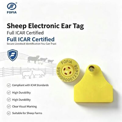 Fofia ET957+T967 Étiquette Électronique Combinée pour Moutons, Chèvres et Bovins, Suivi Électronique d'Animaux, RFID TPU, Codage Laser, Garantie 3 Ans