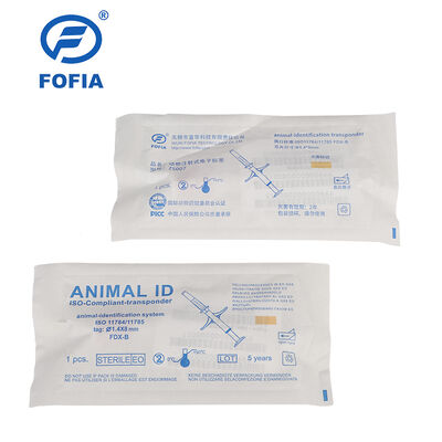 FOFIA ZS007 Certifié ICAR 134.2kHz RFID étiquette d'oreille Animal Microchip FDX/EM4305 IP67 imperméable à l'eau Blanc PP 1.4x8mm Chien chat animaux de compagnie