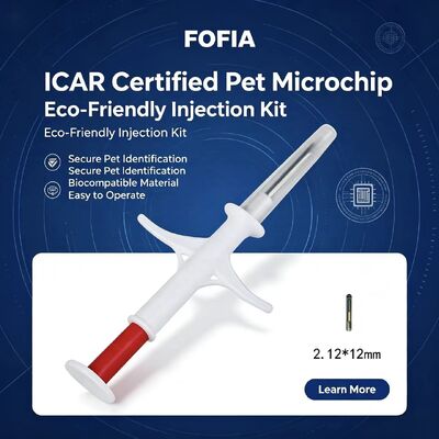 Résistant à l'eau Fofia Nouveau à la vente RFID 134,2 kHz PP Matériau Identifiant de chien Microchips Utilisation de la ferme Injection pour animaux de compagnie 1,5 an Marque d'oreille Modèle bleu