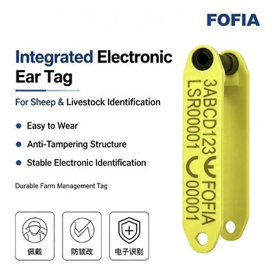 Fofia HDX ET969 New High-Temperature Resistant Anti-Shedding Yellow TPU Laser-Coded Sheep Ear Tag RFID Chip Animal Tracking