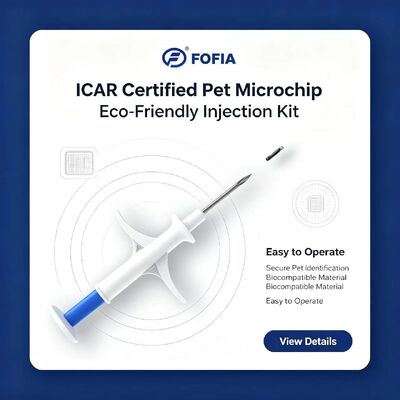 FOFIA ZS007 Certifié ICAR 134.2kHz RFID Microchip pour animaux FDX/EM4305 IP67 étanche à l'eau PP blanc 1.4x8mm Chien chat animaux de compagnie