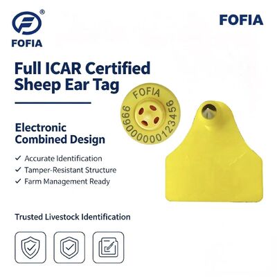 Étiquette d'oreille électronique de suivi d'animal de mouton et de chèvre résistant à l'eau de haute qualité RFID TPU laser coding 3 ans de garantie Fofia