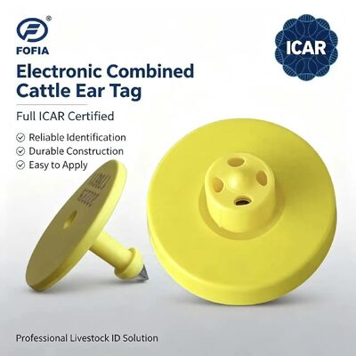 Nouveau Fofia étanche à l'eau certifié ICAR ET908 jaune RFID TPU étiquette d'oreille de vache de haute qualité 1,5 ans de garantie