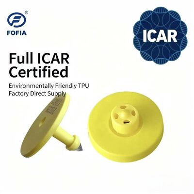 Nouvelle étiquette d'oreille de vache RFID TPU jaune Fofia ICAR certifiée ET908 étanche, garantie 1,5 an, codage laser, suivi d'animaux